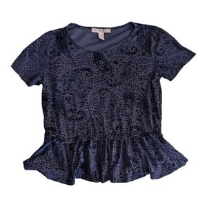Forever 21 Navy Paisley Peplum Top